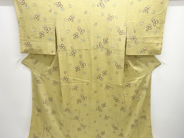 JAPANESE KIMONO / ANTIQUE KIMONO / TAISHO ROMAN STYLE / SILK / KINSHA / LEAVES